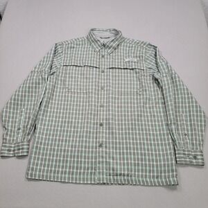 Men's Habit Long Sleeve Fishing  Shirt, Gray/Teal, Large, Pre-Owned Gorpcore
